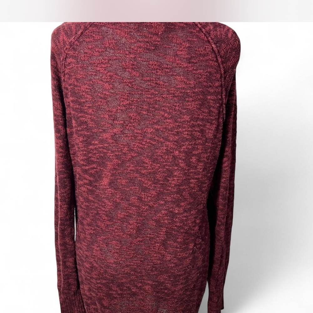 🏁Mudd XL burgundy V-Neck button down cardigan pockets - Picture 3 of 7